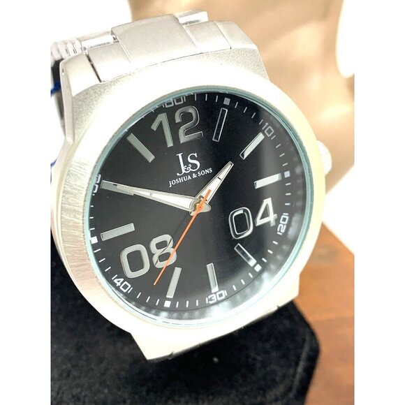 Joshua & Sons Men's Watch JS82SSB Quartz Black Dial Silver Stainless Ste… - Picture 14 of 15